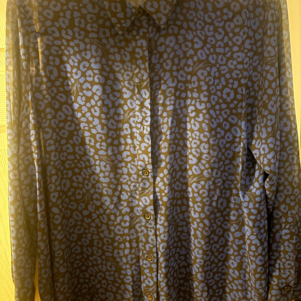 Michael Kors Black and Blue Animal Print Blouse - Picture 5 of 5